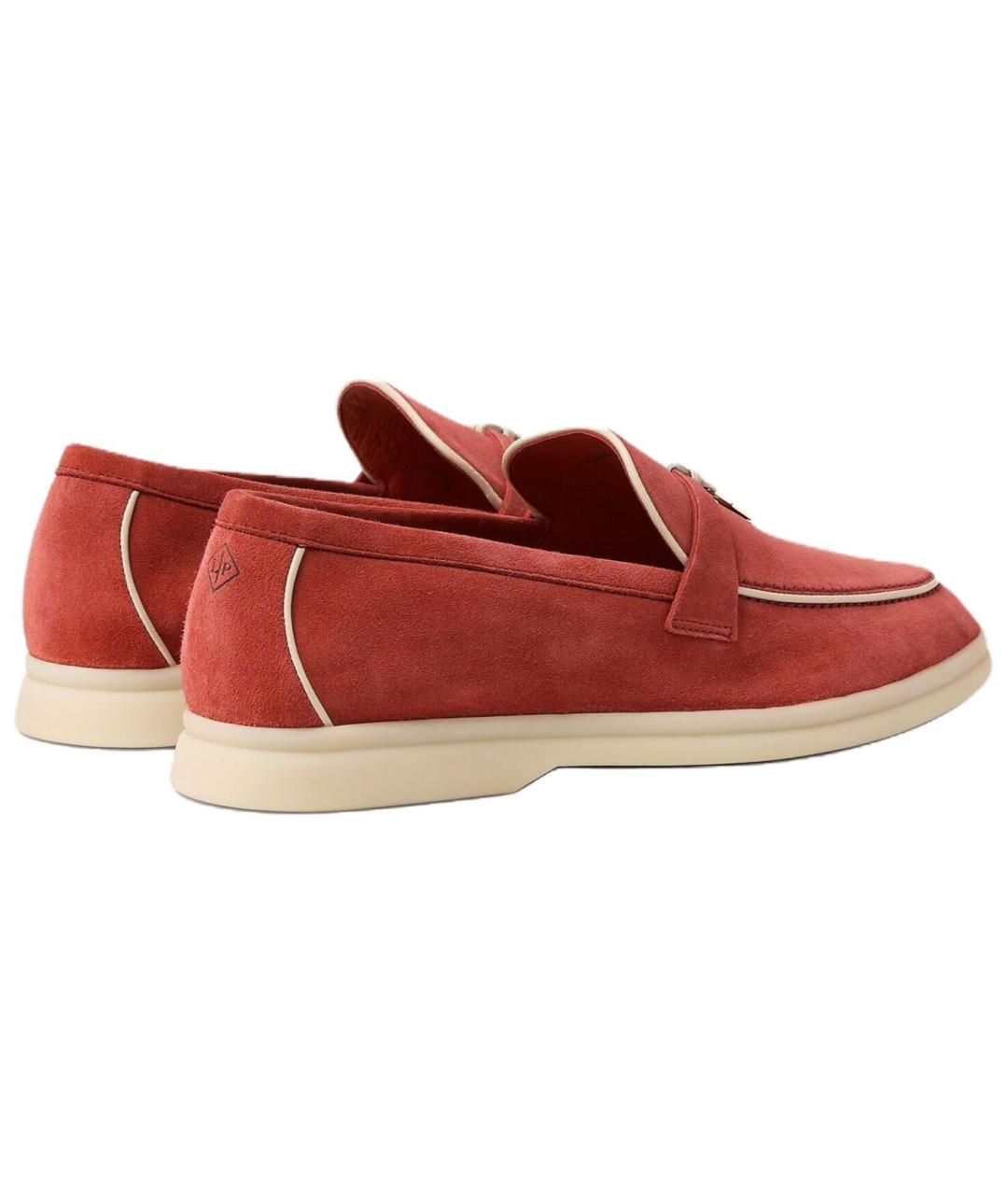 LORO PIANA Красные замшевые лоферы, фото 4