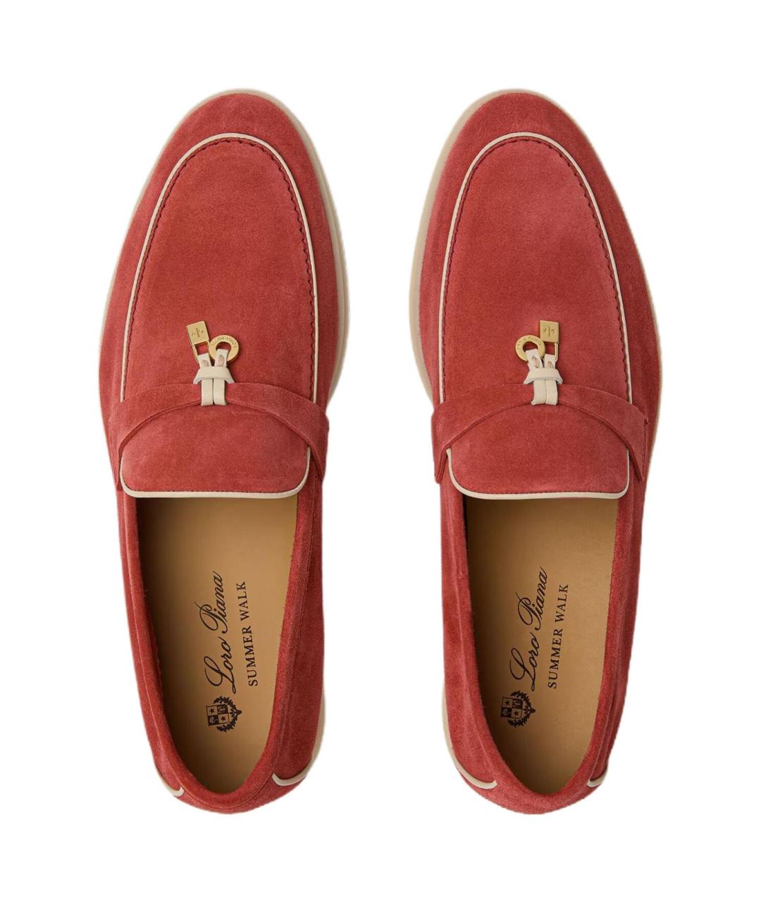 LORO PIANA Красные замшевые лоферы, фото 5