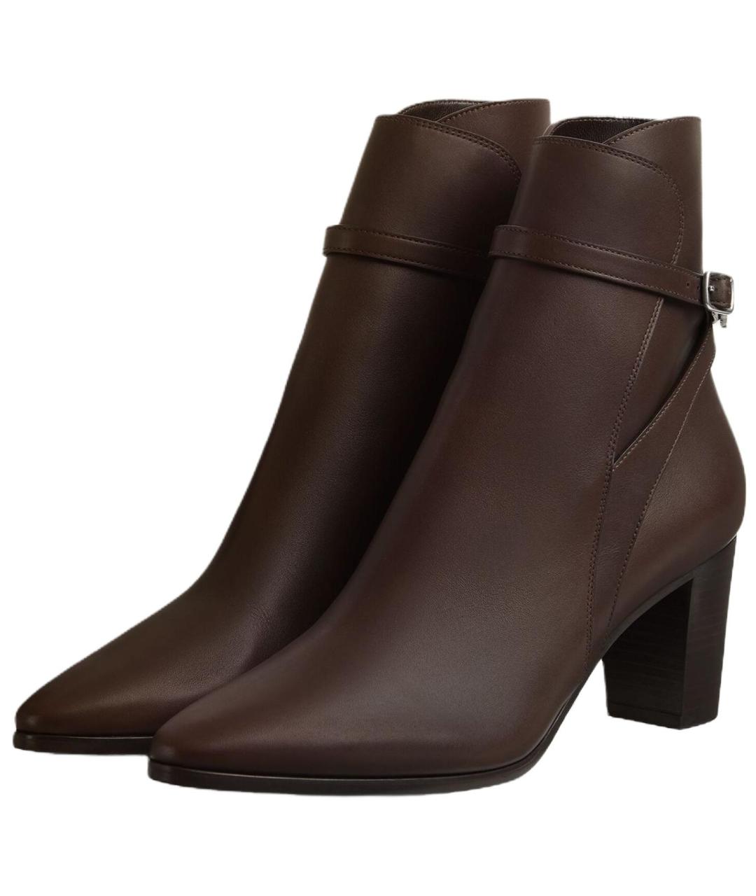 LORO PIANA Коричневые кожаные ботильоны, фото 5