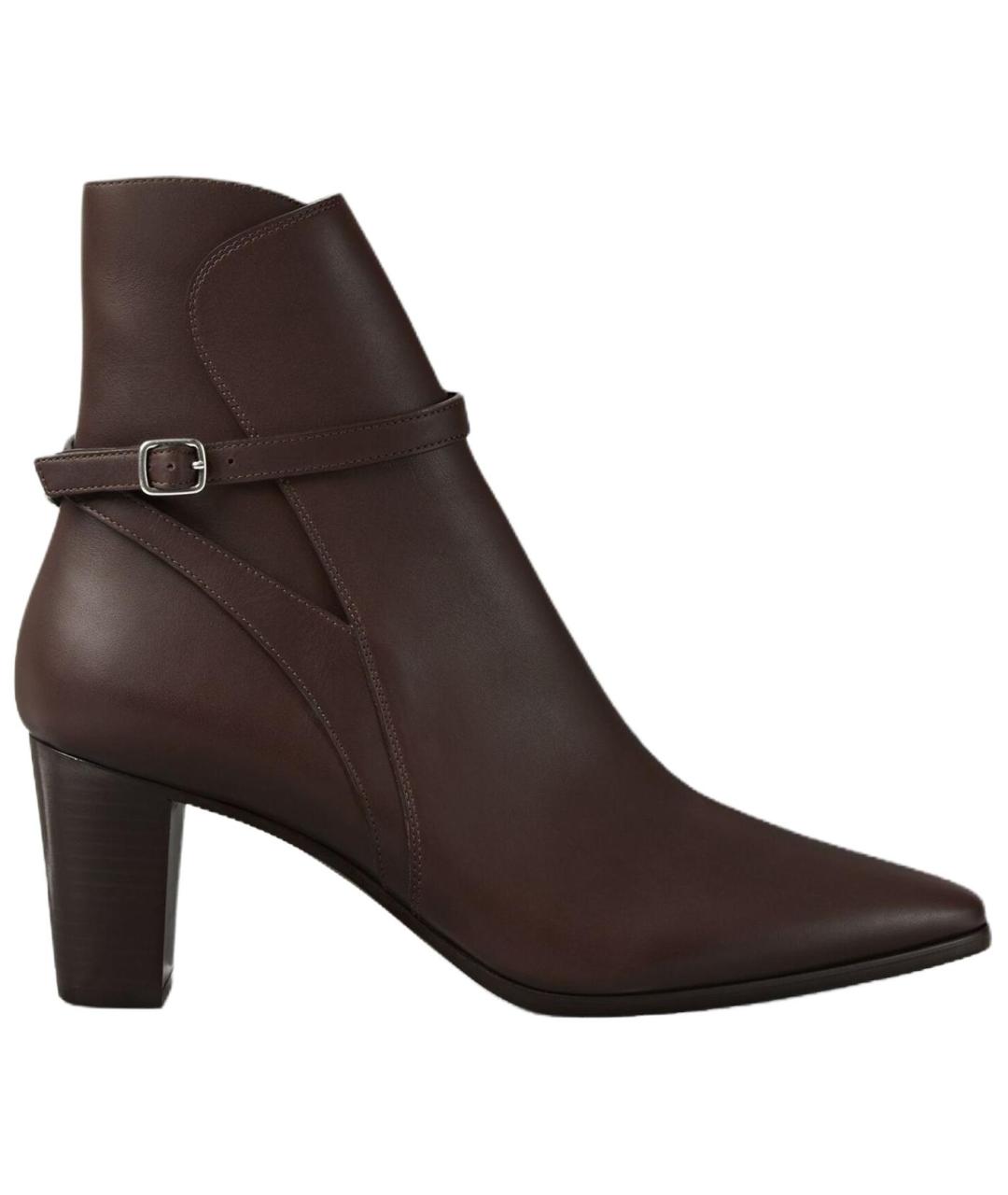 LORO PIANA Коричневые кожаные ботильоны, фото 1