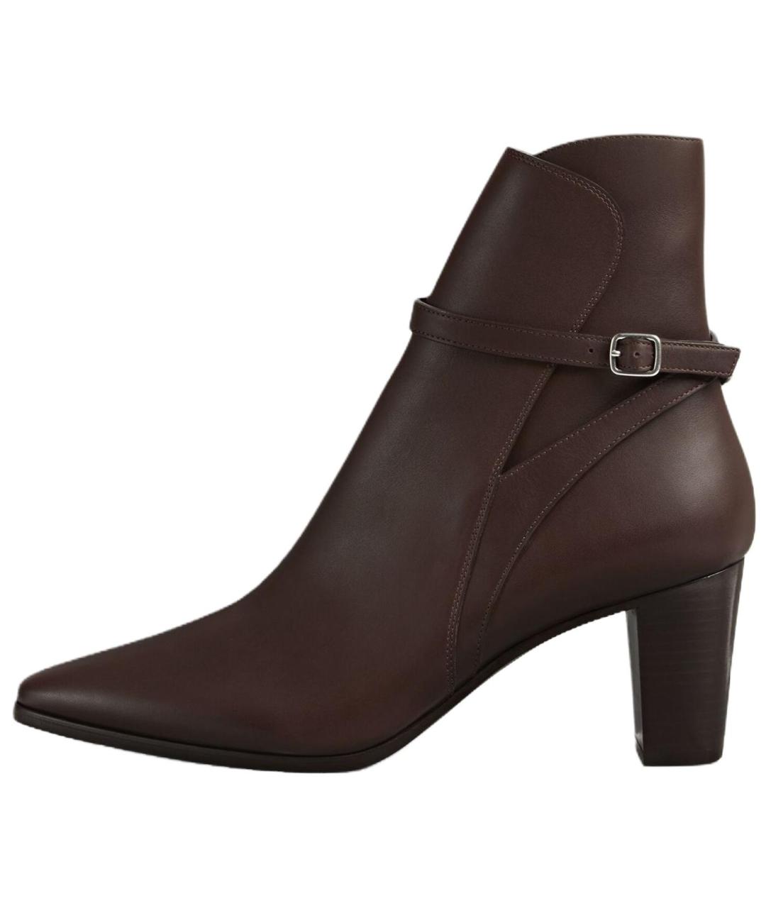 LORO PIANA Коричневые кожаные ботильоны, фото 2