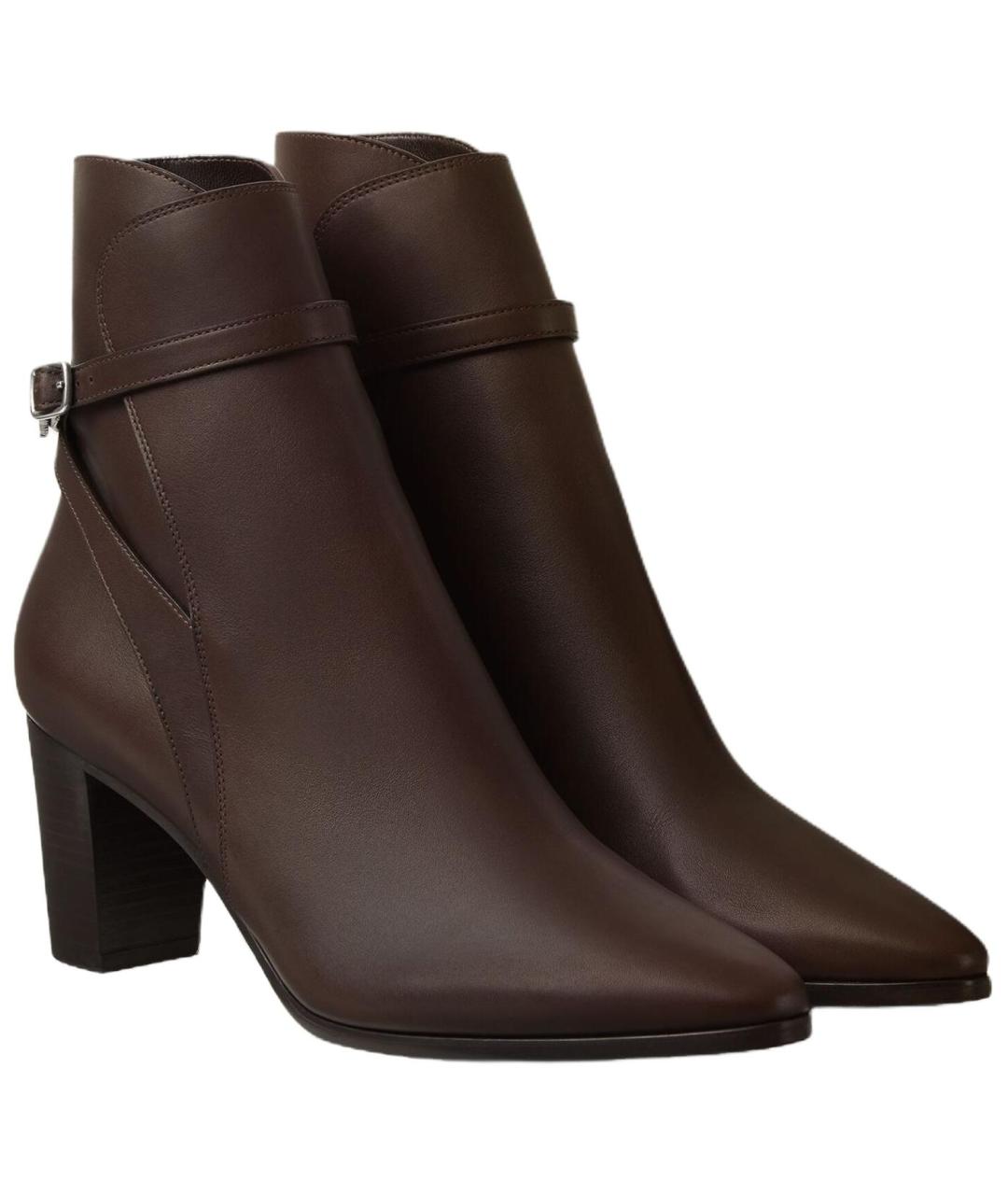 LORO PIANA Коричневые кожаные ботильоны, фото 3