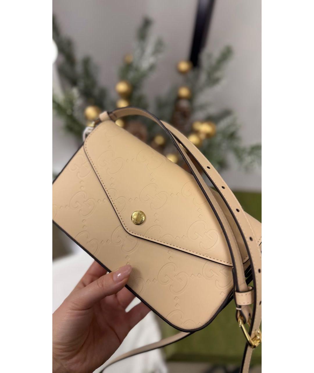 GUCCI Бежевая кожаная сумка через плечо, фото 3