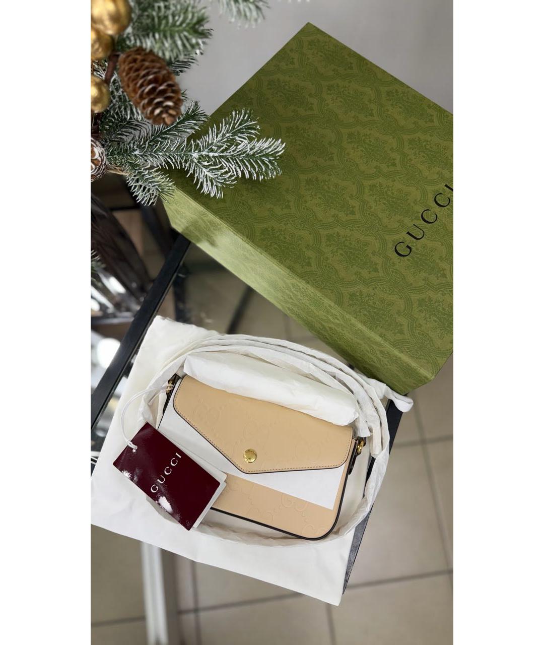 GUCCI Бежевая кожаная сумка через плечо, фото 7