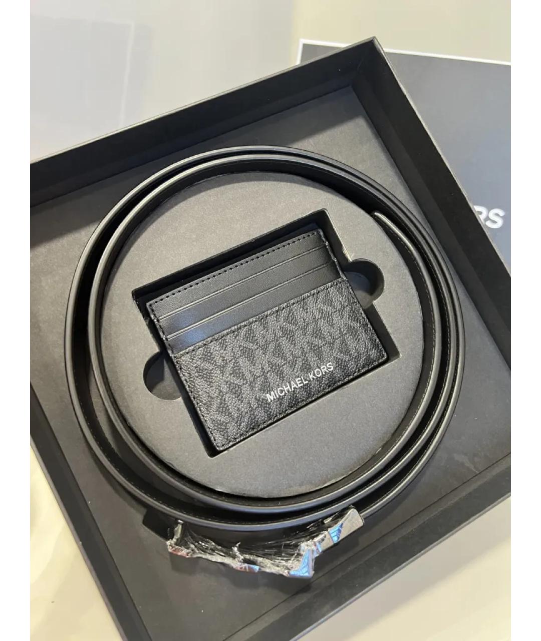 MICHAEL KORS Антрацитовый ремень из искусственной кожи, фото 3