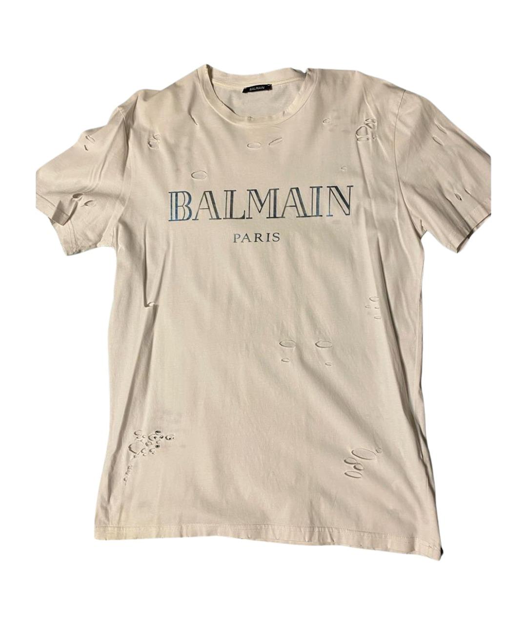 BALMAIN Белая хлопковая футболка, фото 1