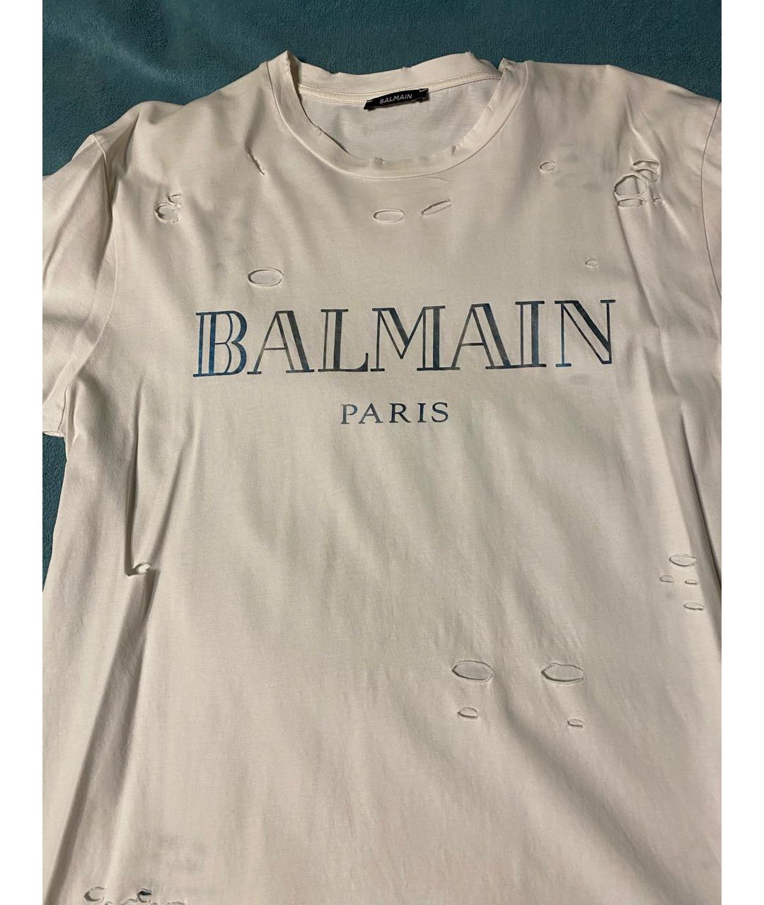 BALMAIN Белая хлопковая футболка, фото 2