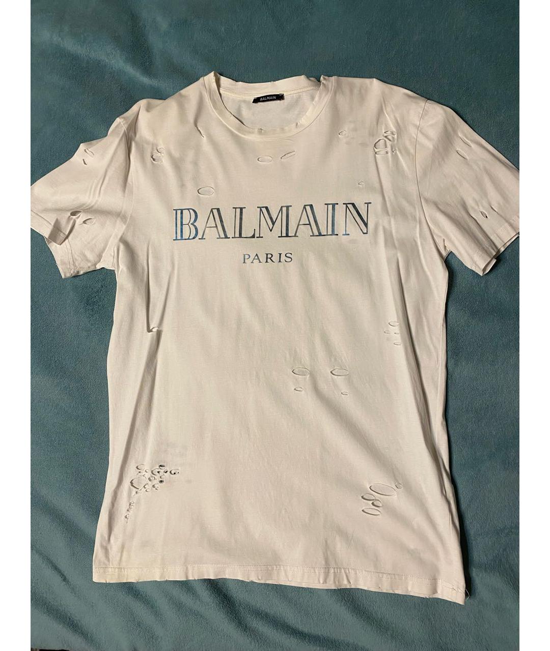 BALMAIN Белая хлопковая футболка, фото 5