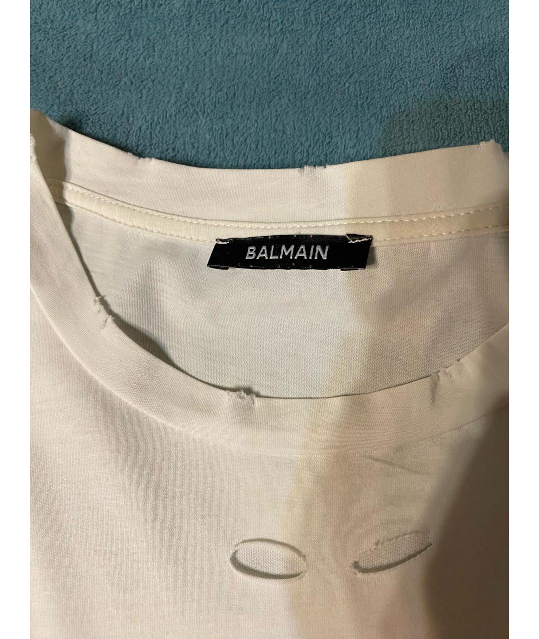 BALMAIN Белая хлопковая футболка, фото 3