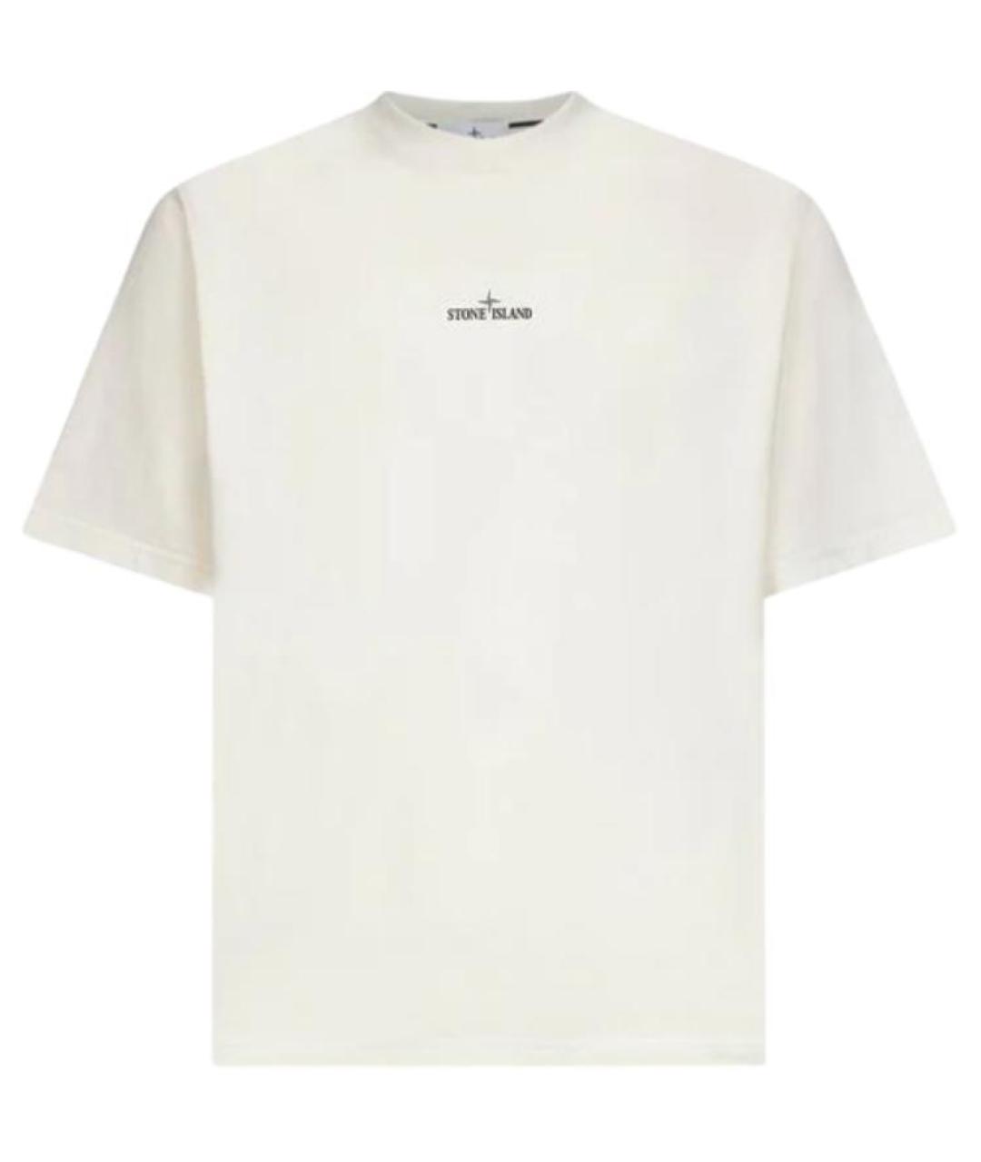 STONE ISLAND Белая хлопковая футболка, фото 1