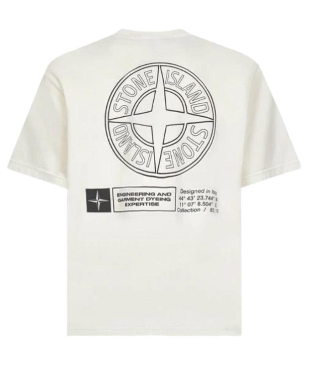 STONE ISLAND Белая хлопковая футболка, фото 2