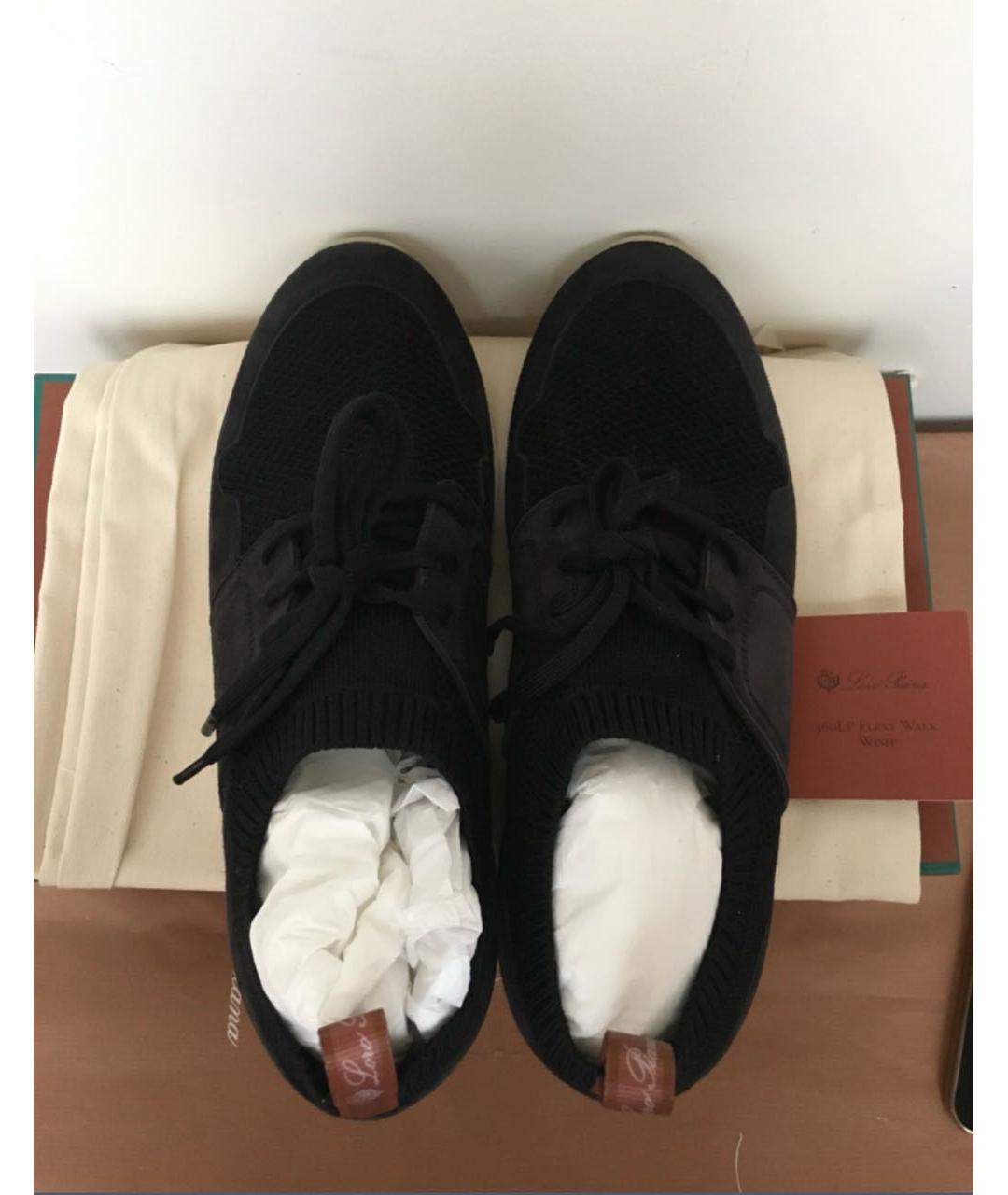 LORO PIANA Черные текстильные низкие кроссовки / кеды, фото 3