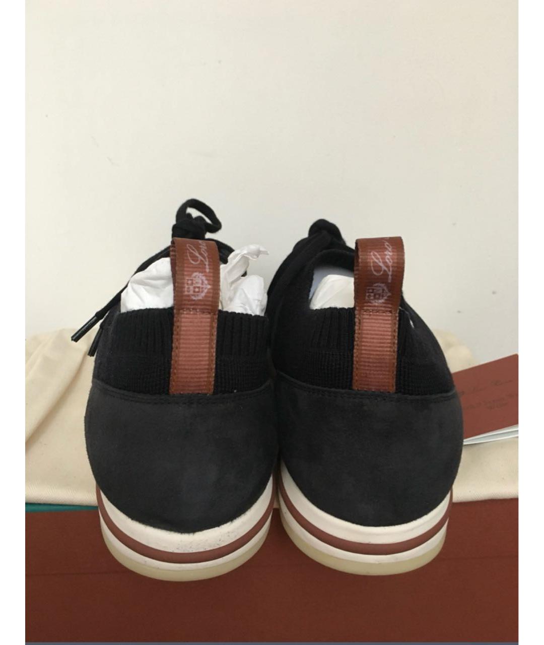 LORO PIANA Черные текстильные низкие кроссовки / кеды, фото 4