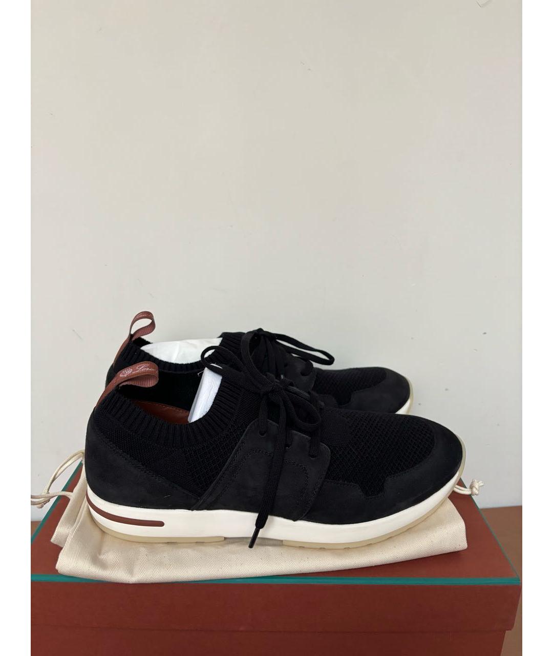 LORO PIANA Черные текстильные низкие кроссовки / кеды, фото 5