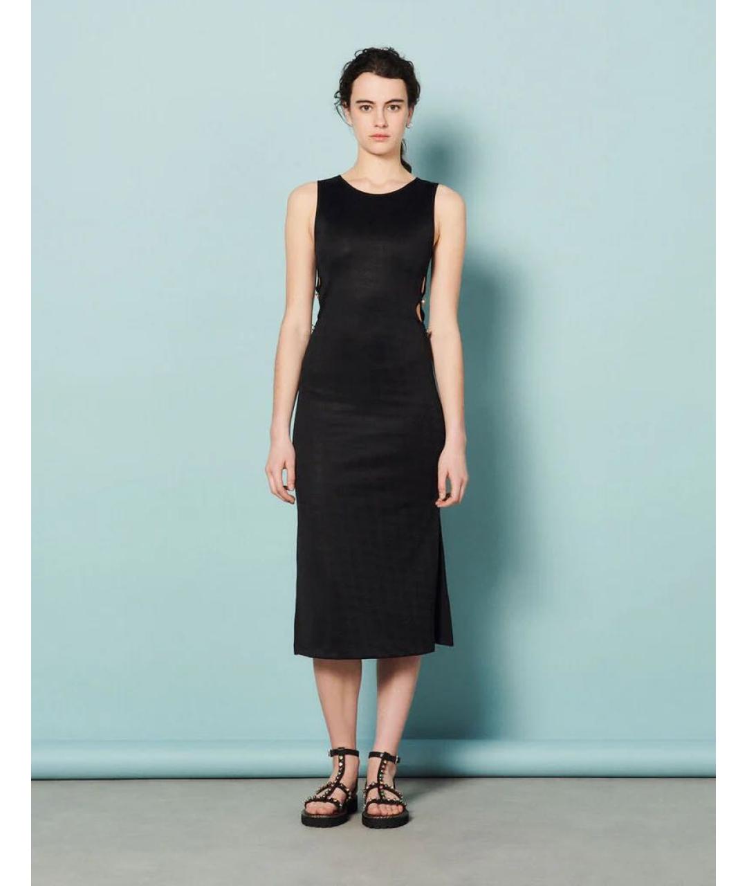 SANDRO Черное полиэстеровое повседневное платье, фото 3