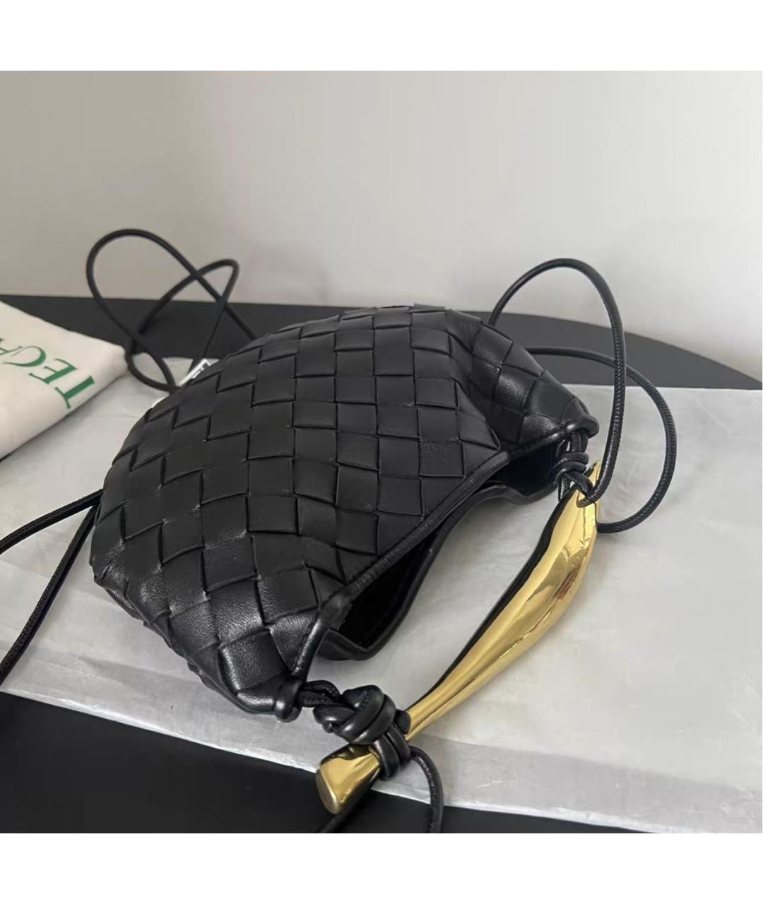 BOTTEGA VENETA Черная кожаная сумка через плечо, фото 3