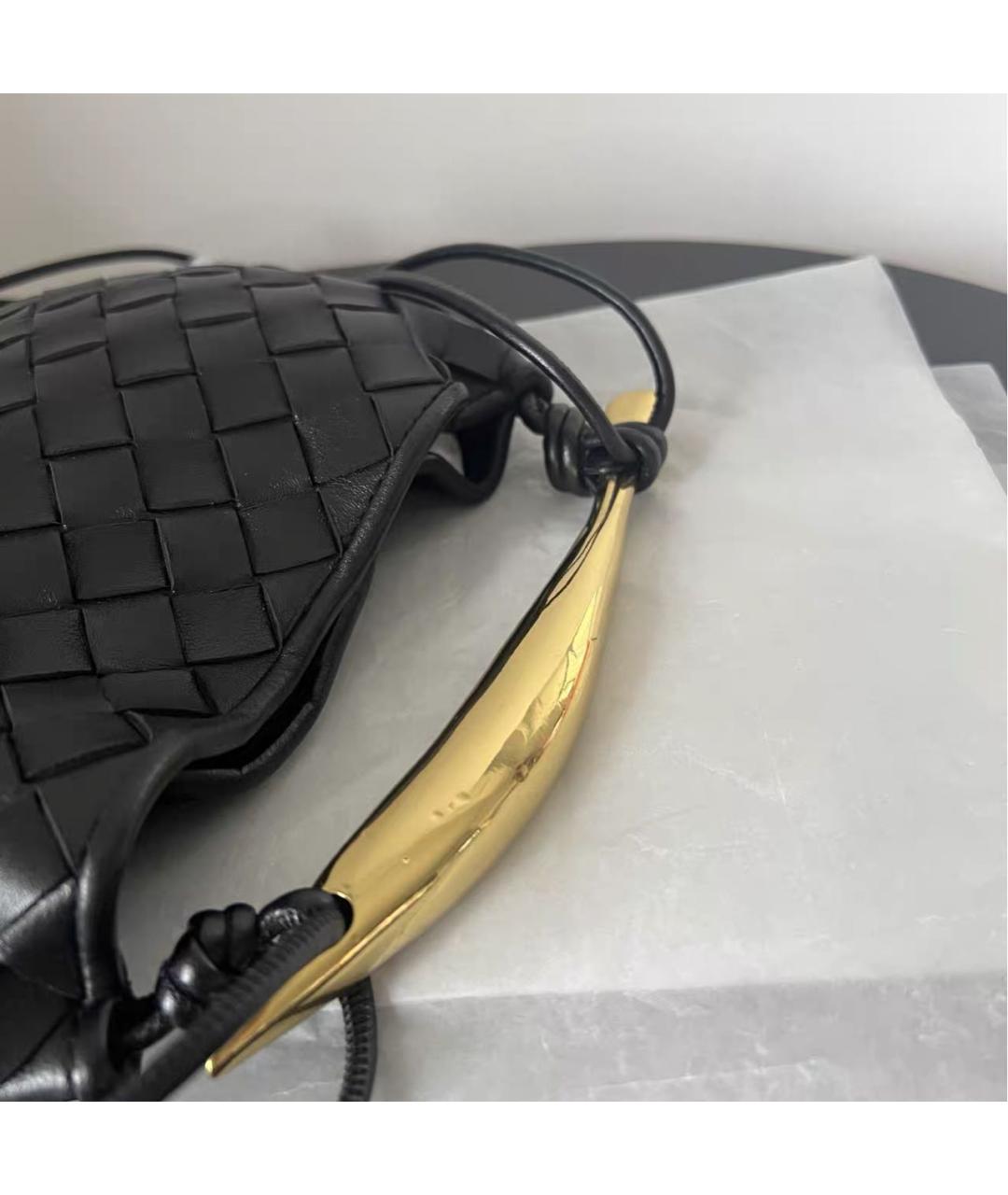 BOTTEGA VENETA Черная кожаная сумка через плечо, фото 4