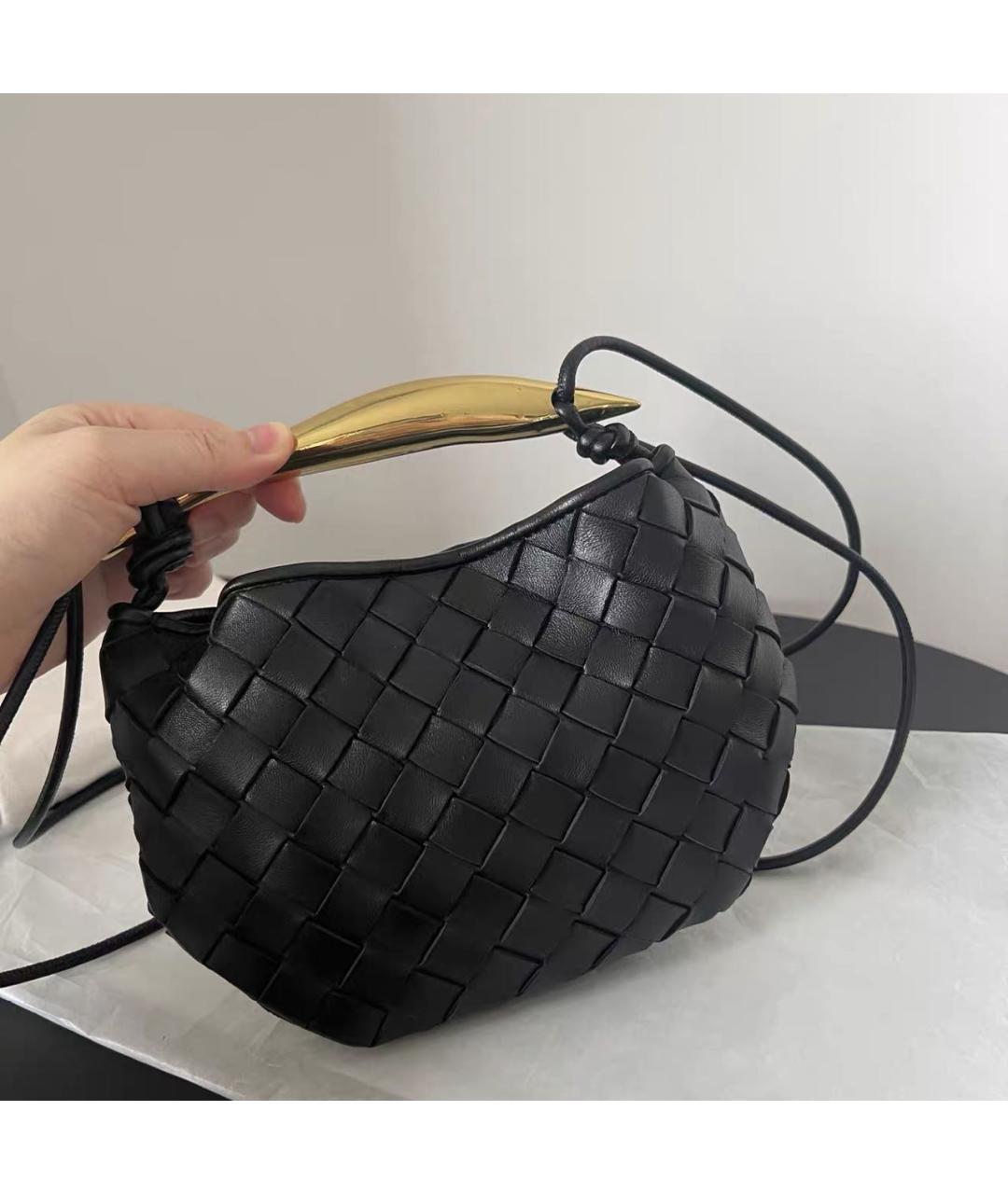 BOTTEGA VENETA Черная кожаная сумка через плечо, фото 7
