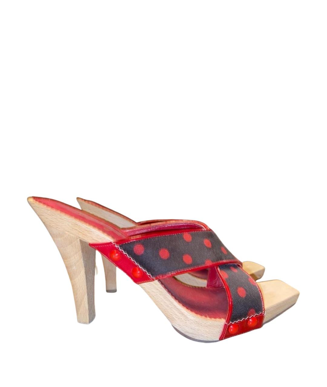 SAINT LAURENT Красные текстильные мюли, фото 1