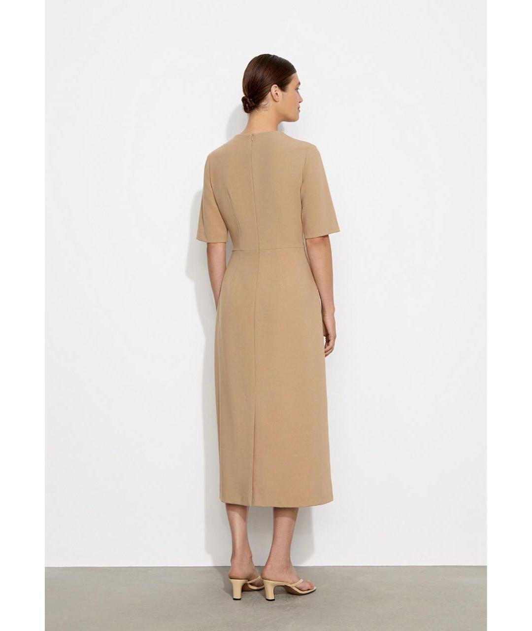 12 STOREEZ Бежевое вискозное коктейльное платье, фото 3