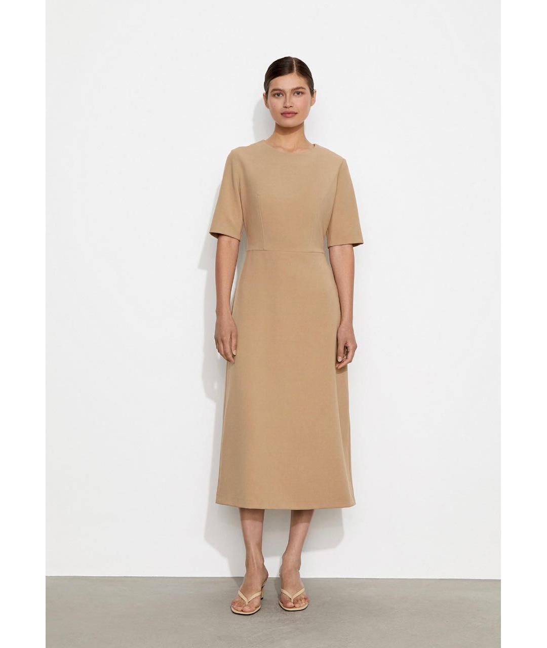 12 STOREEZ Бежевое вискозное коктейльное платье, фото 7