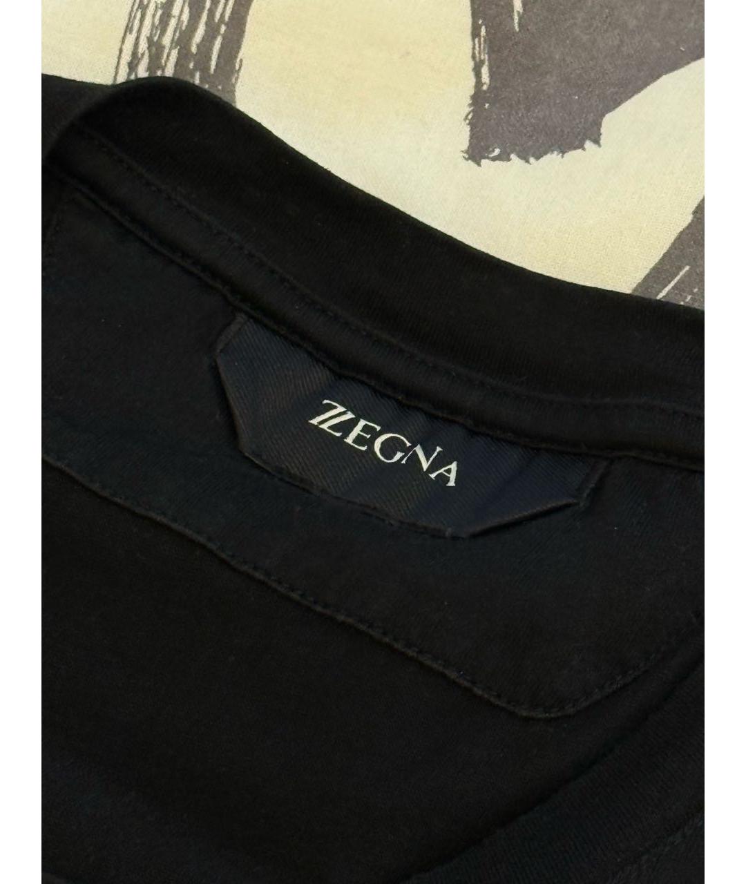 ZZEGNA Черная хлопковая футболка, фото 3
