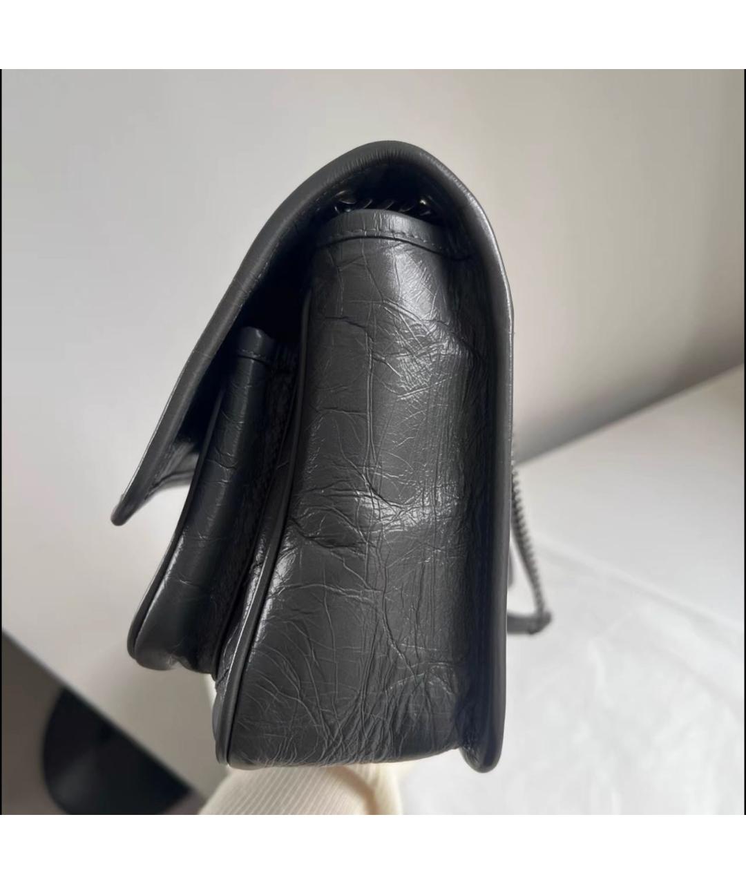 SAINT LAURENT Антрацитовая кожаная сумка через плечо, фото 4