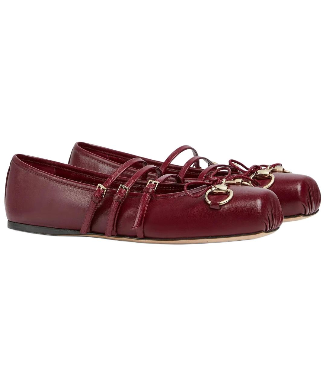 GUCCI Красные кожаные балетки, фото 3