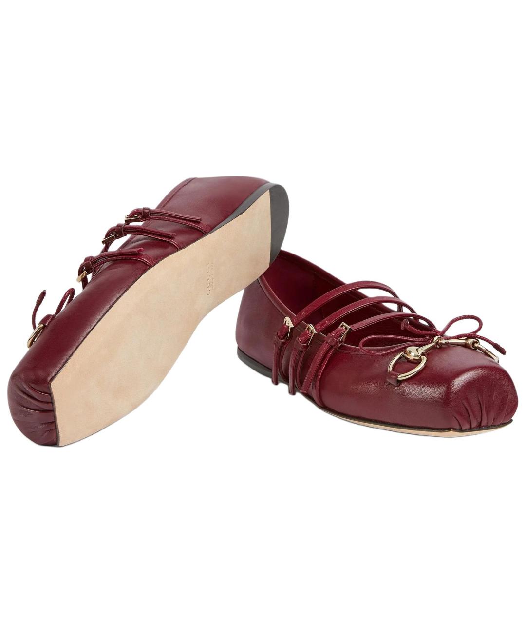 GUCCI Красные кожаные балетки, фото 2