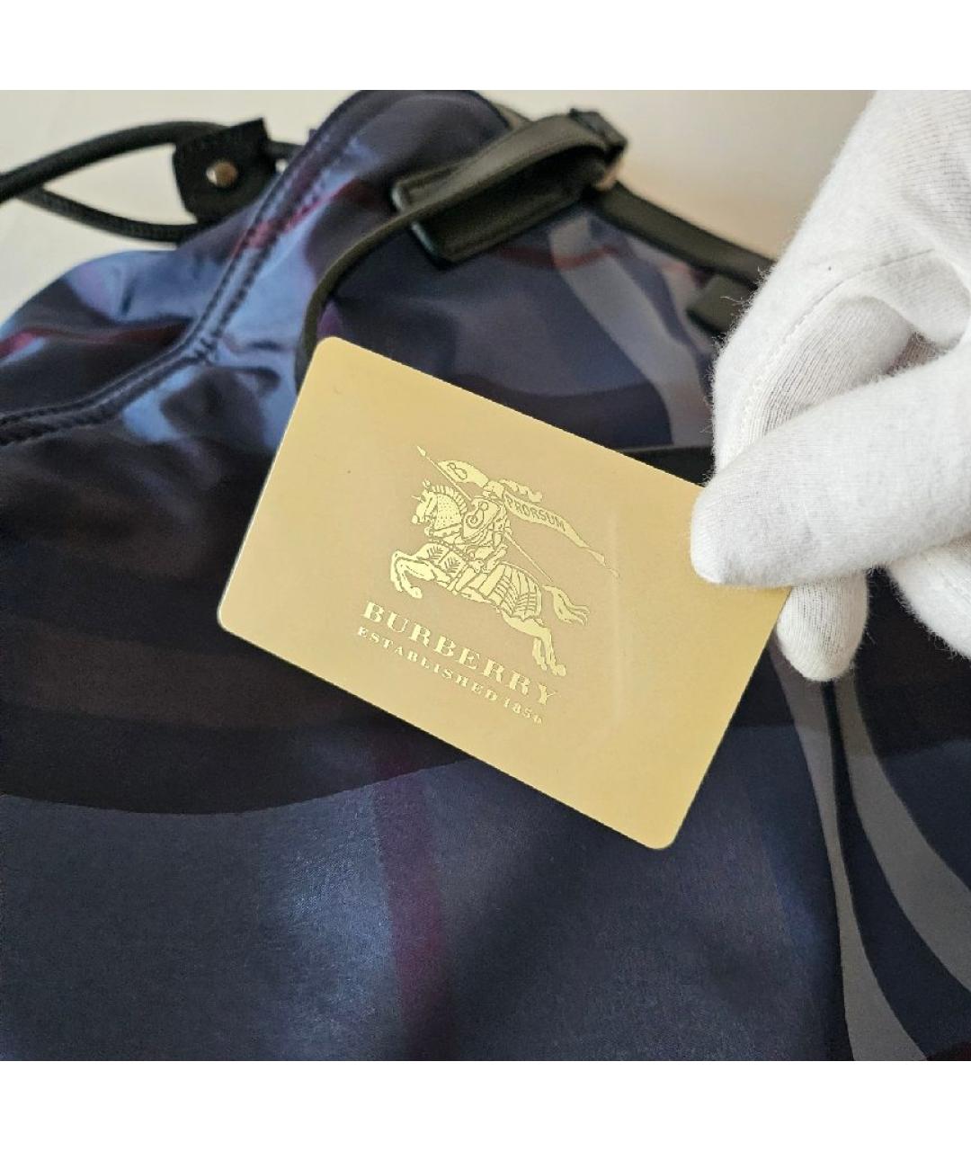 BURBERRY Синяя тканевая сумка через плечо, фото 3