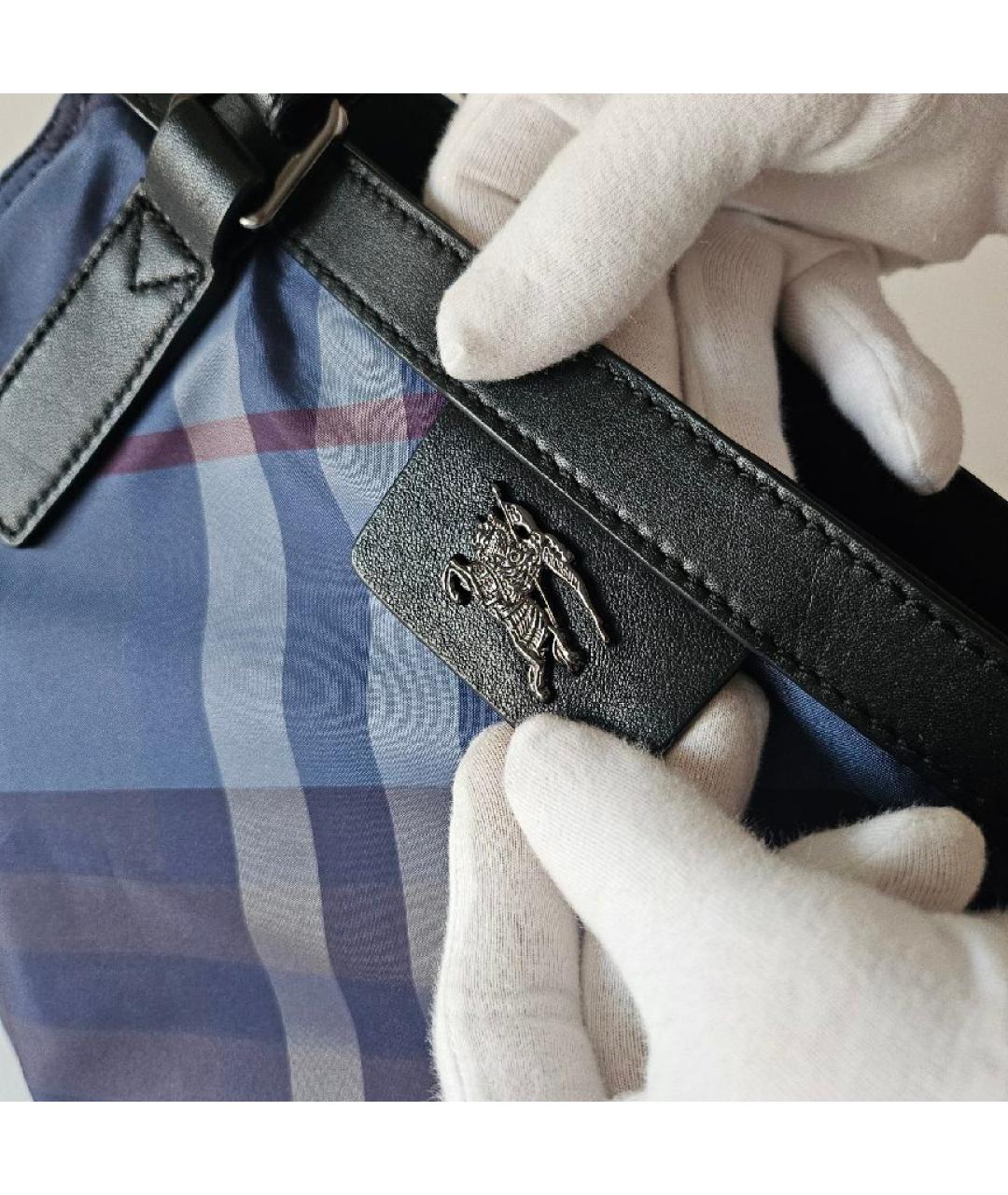 BURBERRY Синяя тканевая сумка через плечо, фото 5