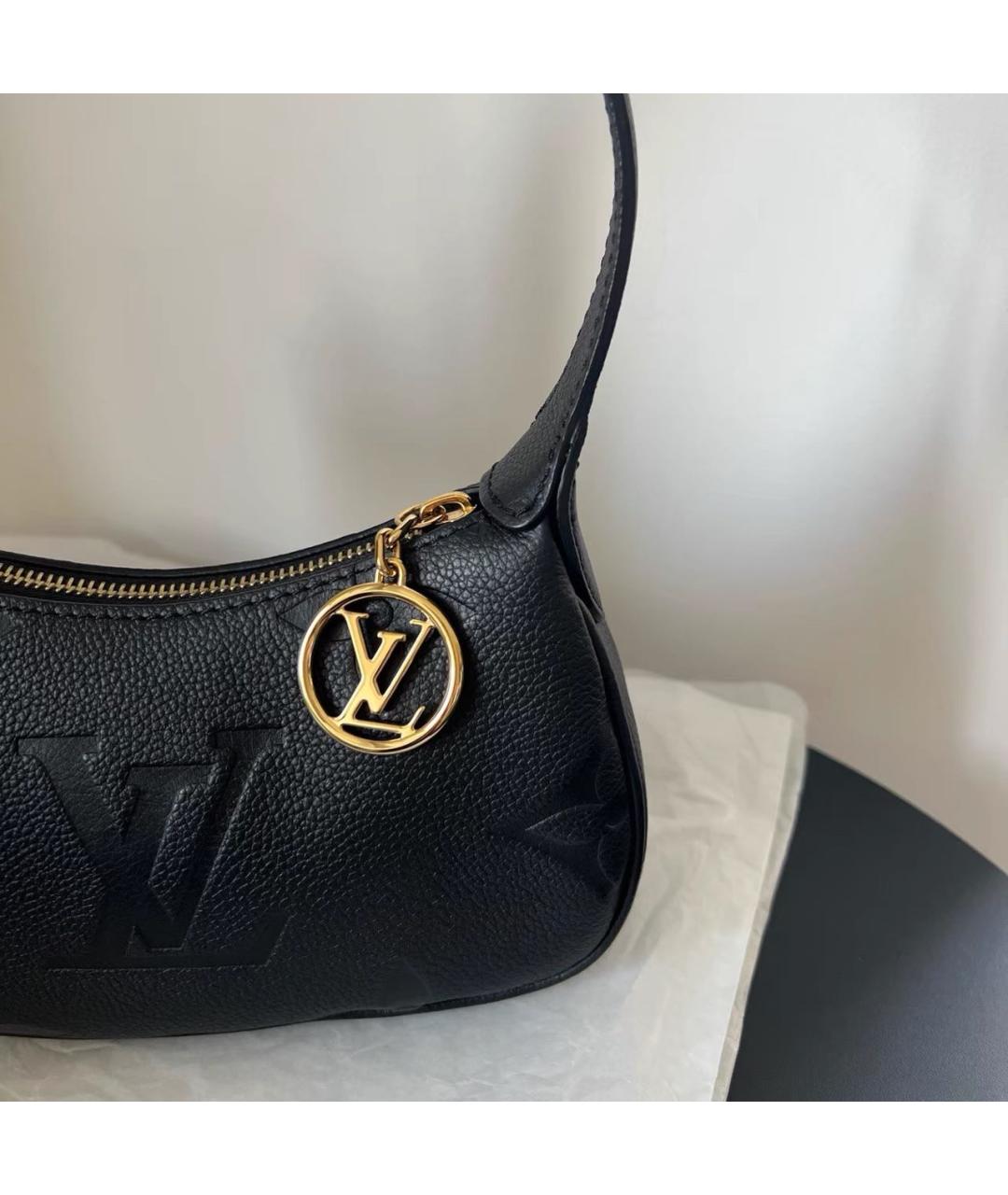 LOUIS VUITTON Черная кожаная сумка с короткими ручками, фото 5