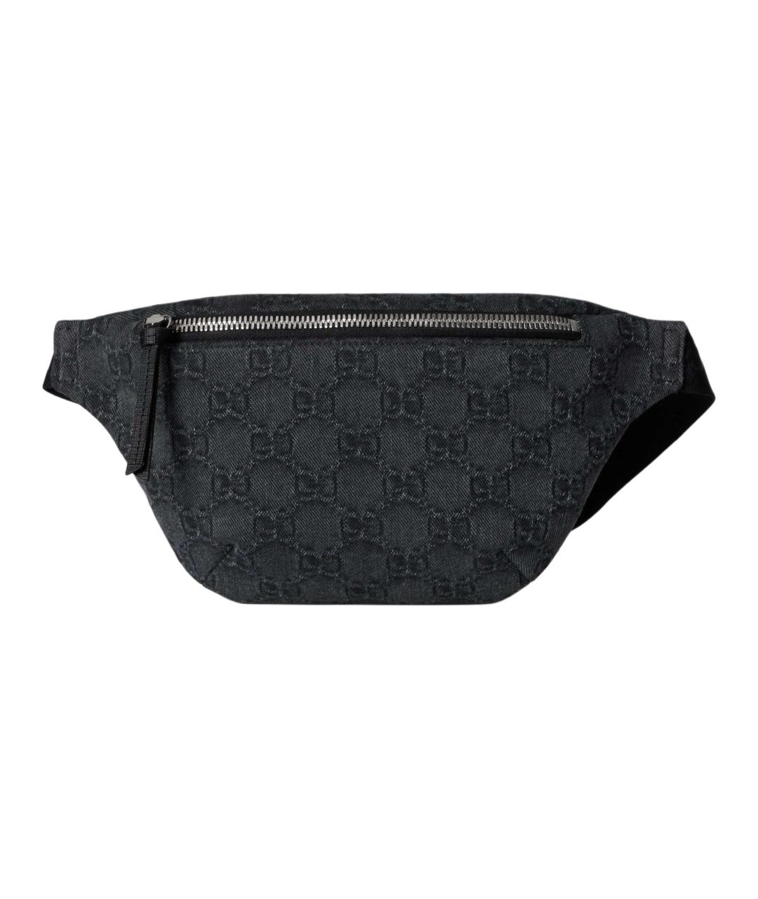 GUCCI Антрацитовая тканевая поясная сумка, фото 1