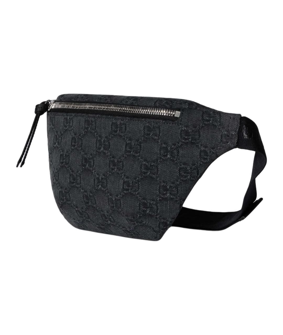 GUCCI Антрацитовая тканевая поясная сумка, фото 2