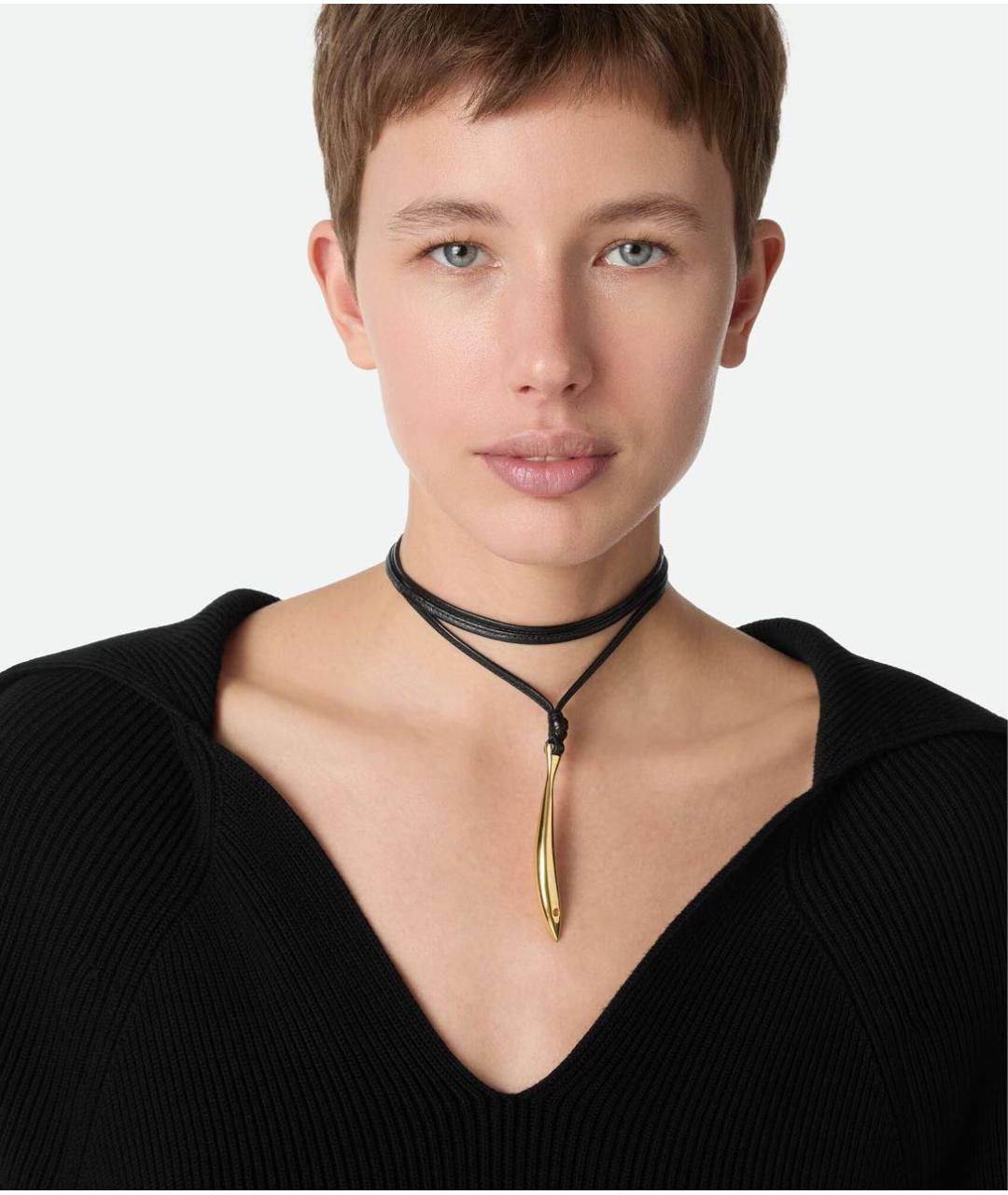 BOTTEGA VENETA Черное кожаное колье, фото 2