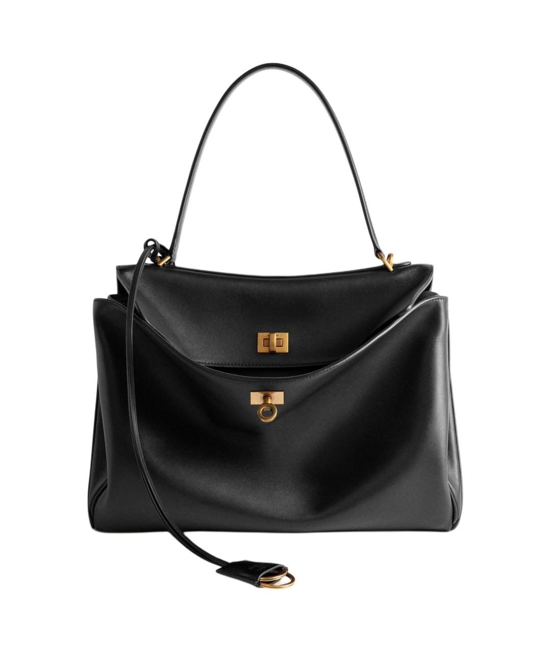 BALENCIAGA Черная кожаная сумка тоут, фото 1