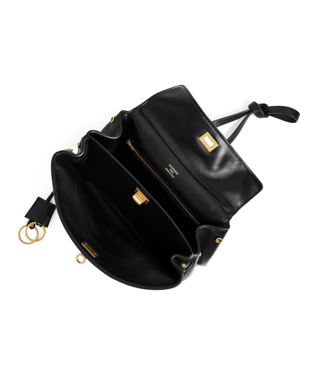 BALENCIAGA Черная кожаная сумка тоут, фото 4