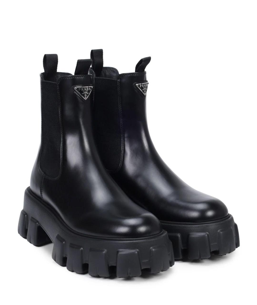 PRADA Черные кожаные ботинки, фото 2