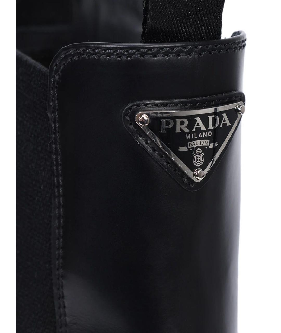 PRADA Черные кожаные ботинки, фото 4