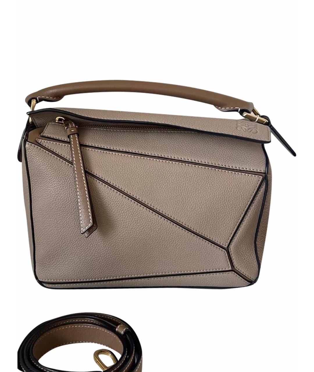 LOEWE Бежевая кожаная сумка через плечо, фото 1