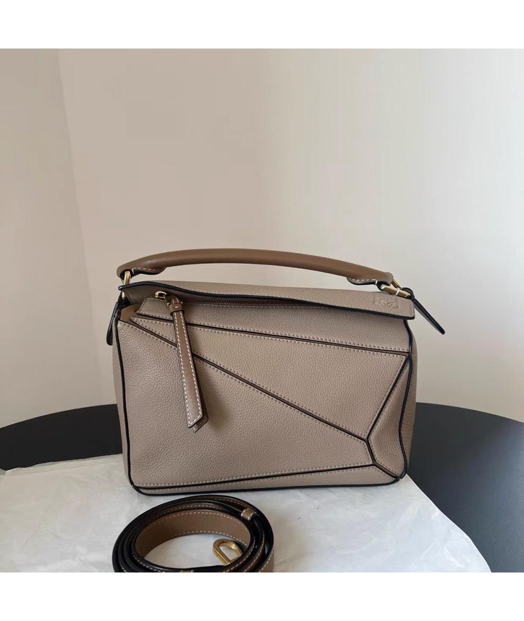 LOEWE Бежевая кожаная сумка через плечо, фото 8
