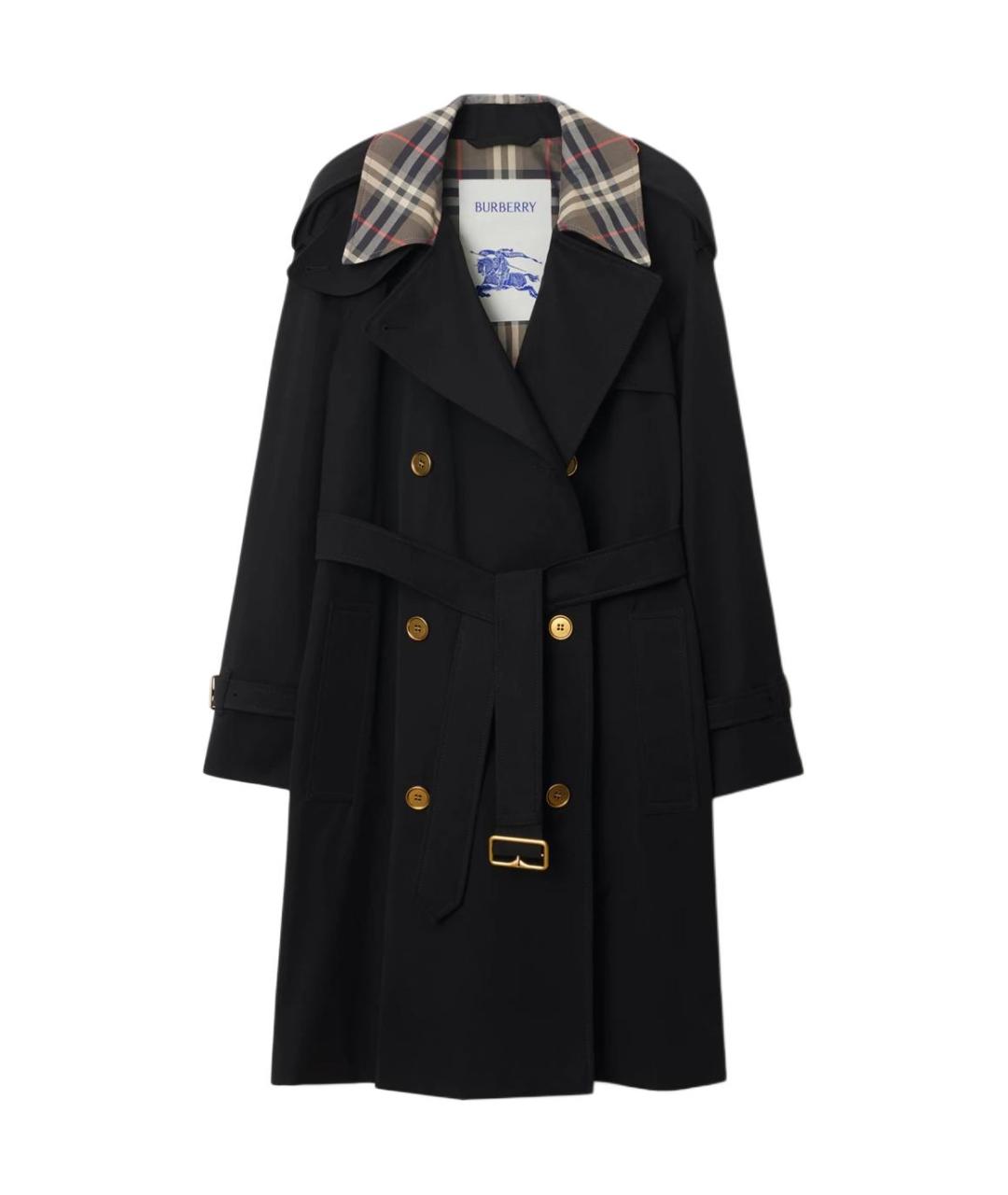 BURBERRY Черный хлопковый тренч/плащ, фото 1