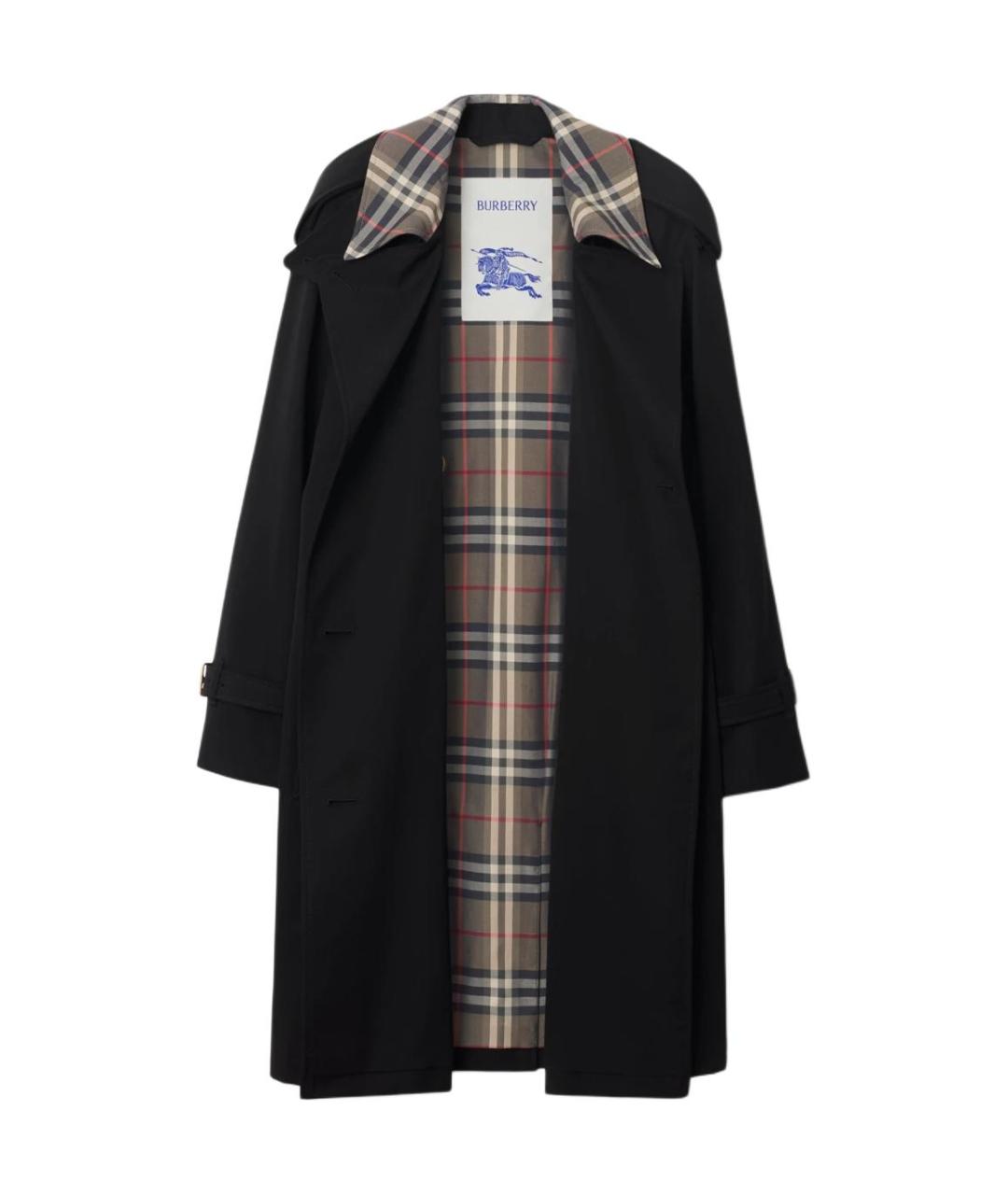 BURBERRY Черный хлопковый тренч/плащ, фото 2