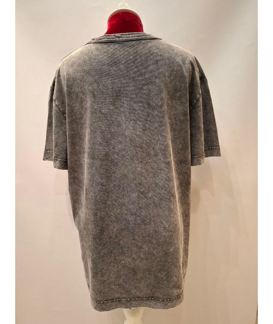 ALEXANDER WANG Антрацитовая хлопко-эластановая футболка, фото 2