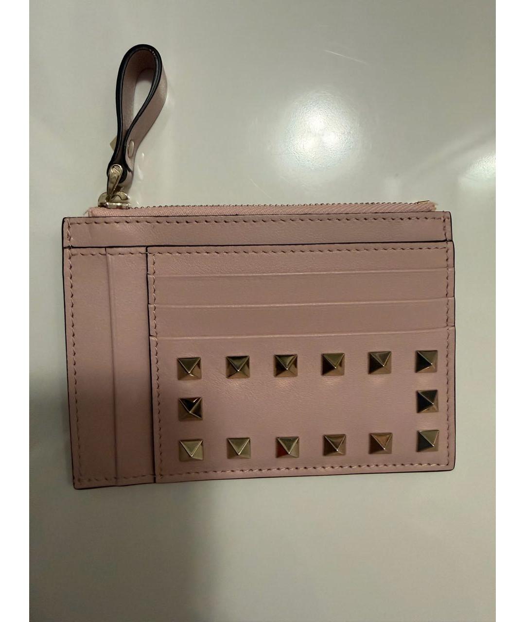 VALENTINO Розовый кожаный кардхолдер, фото 5