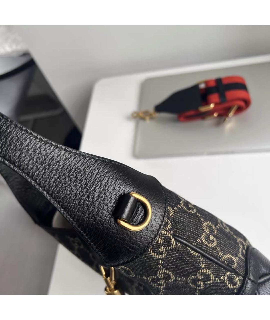 GUCCI Черная кожаная сумка с короткими ручками, фото 5