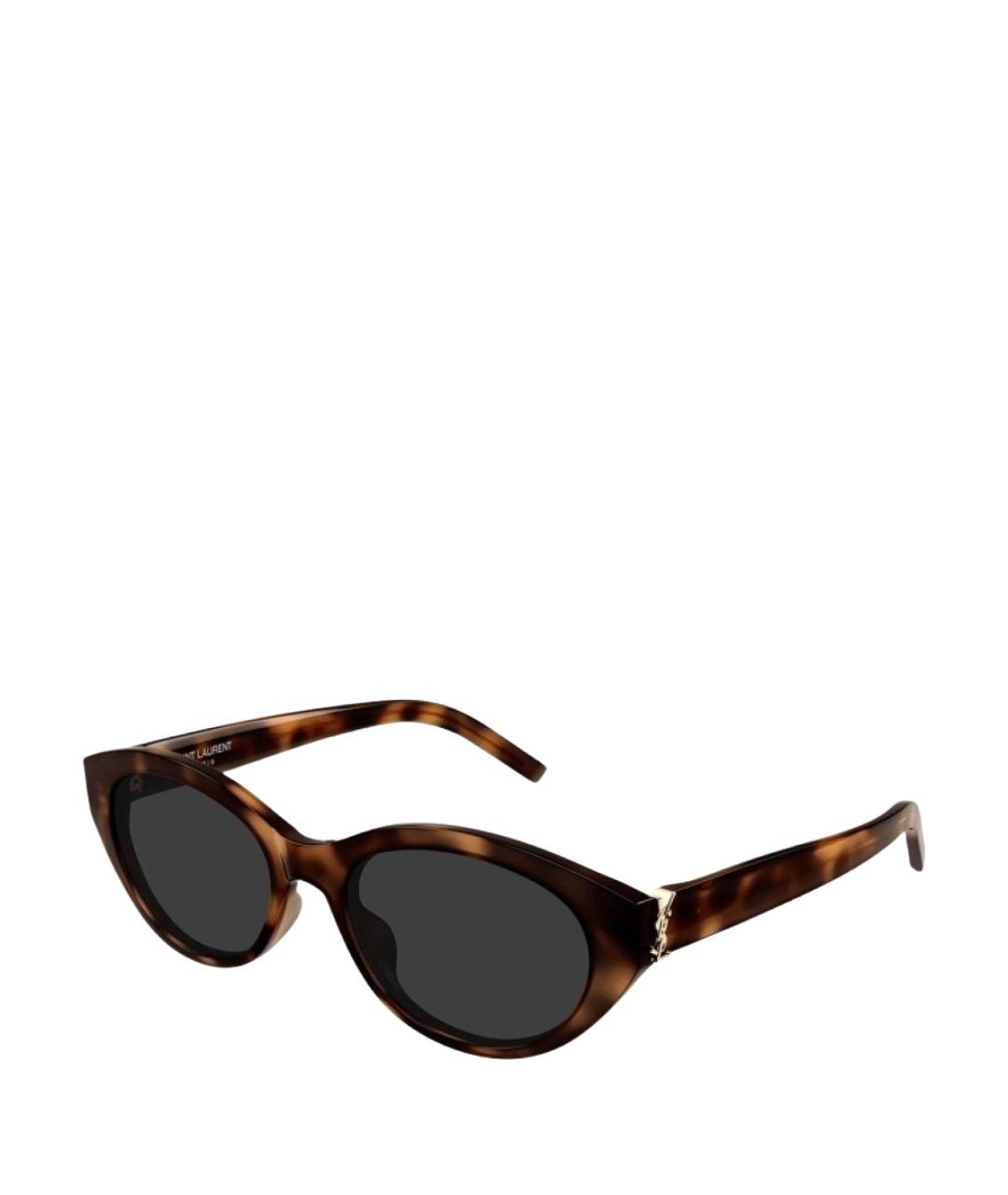 SAINT LAURENT Коричневые пластиковые солнцезащитные очки, фото 1