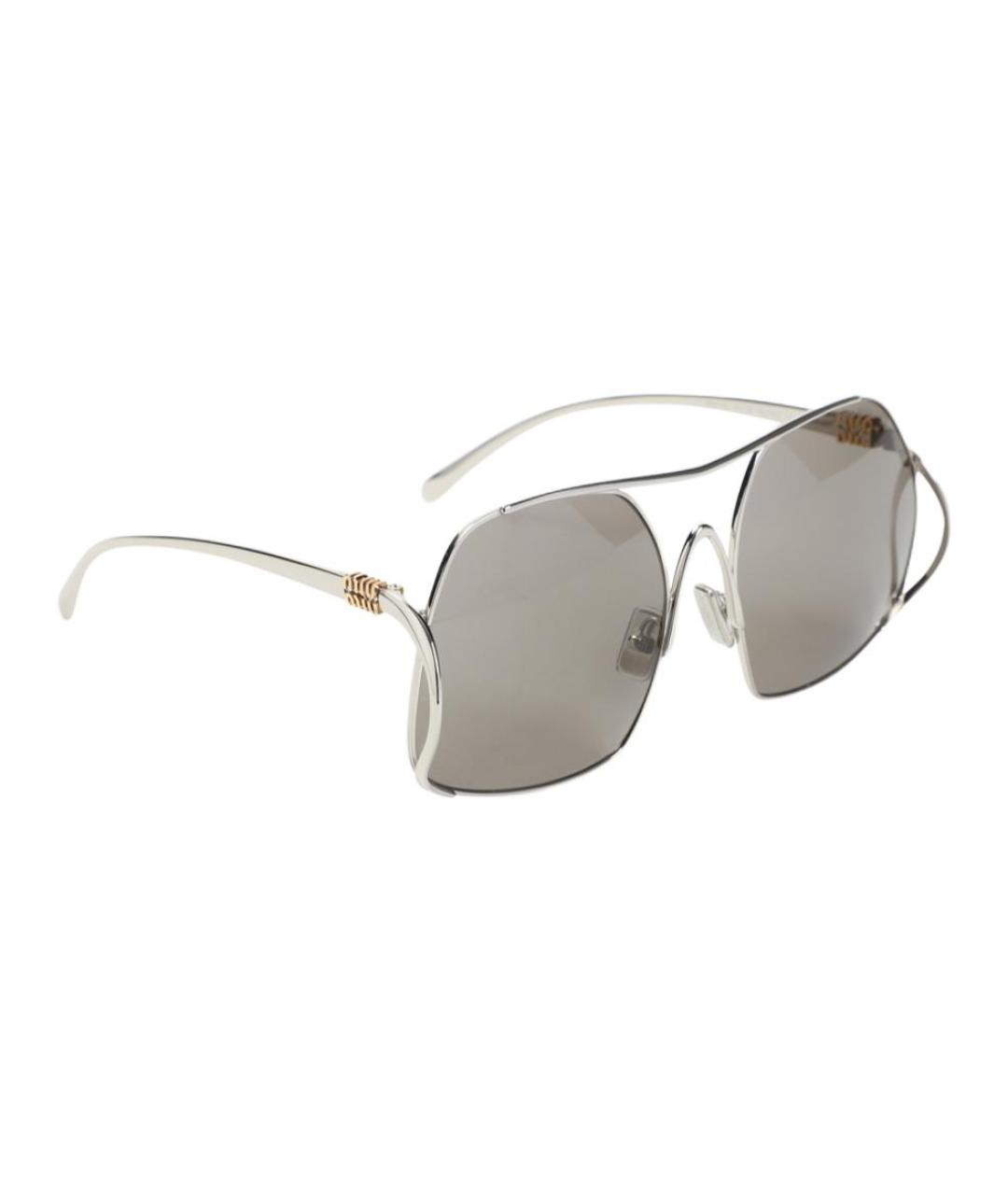 MIU MIU Серебряные металлические солнцезащитные очки, фото 3