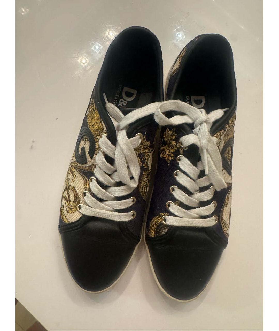 DOLCE&GABBANA Синие кожаные кеды, фото 3