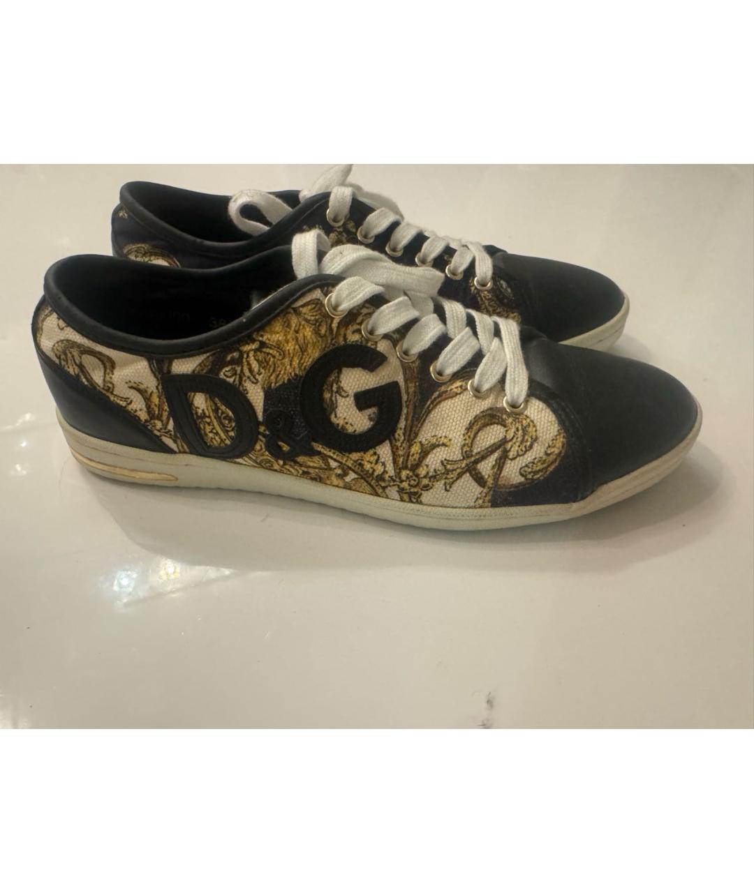 DOLCE&GABBANA Синие кожаные кеды, фото 4